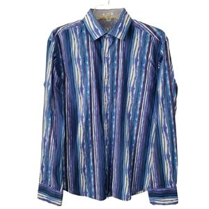 Men's Medium Bugatchi Uomo Striped Shaped Fit